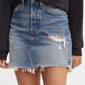 Levi's High Rise Deconstructed Button Fly Denim Skirt